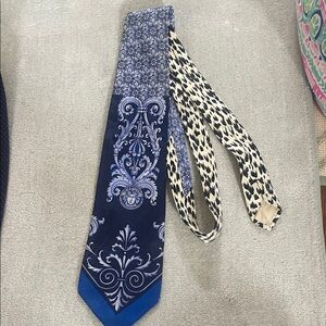 Versace Dark Blue and Light Blue Ornate Tie